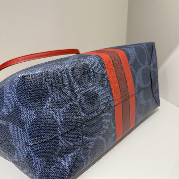Last 1 ‼️COACH City Tote Bag Signature Canvas Coach Graphic CBI79 Denim/Bold Red - Picture 5 of 9